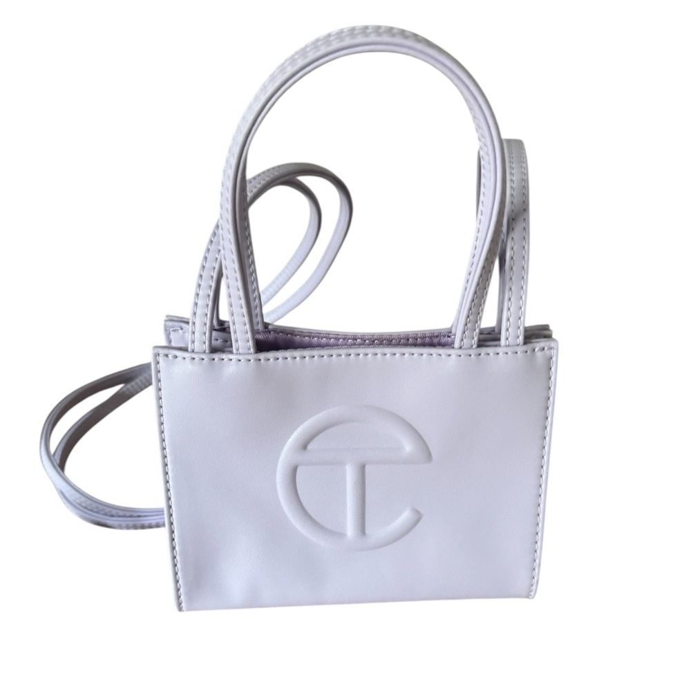 Telfar Lavendar Small Bag with Embossed Logo and Crossbody Strap
